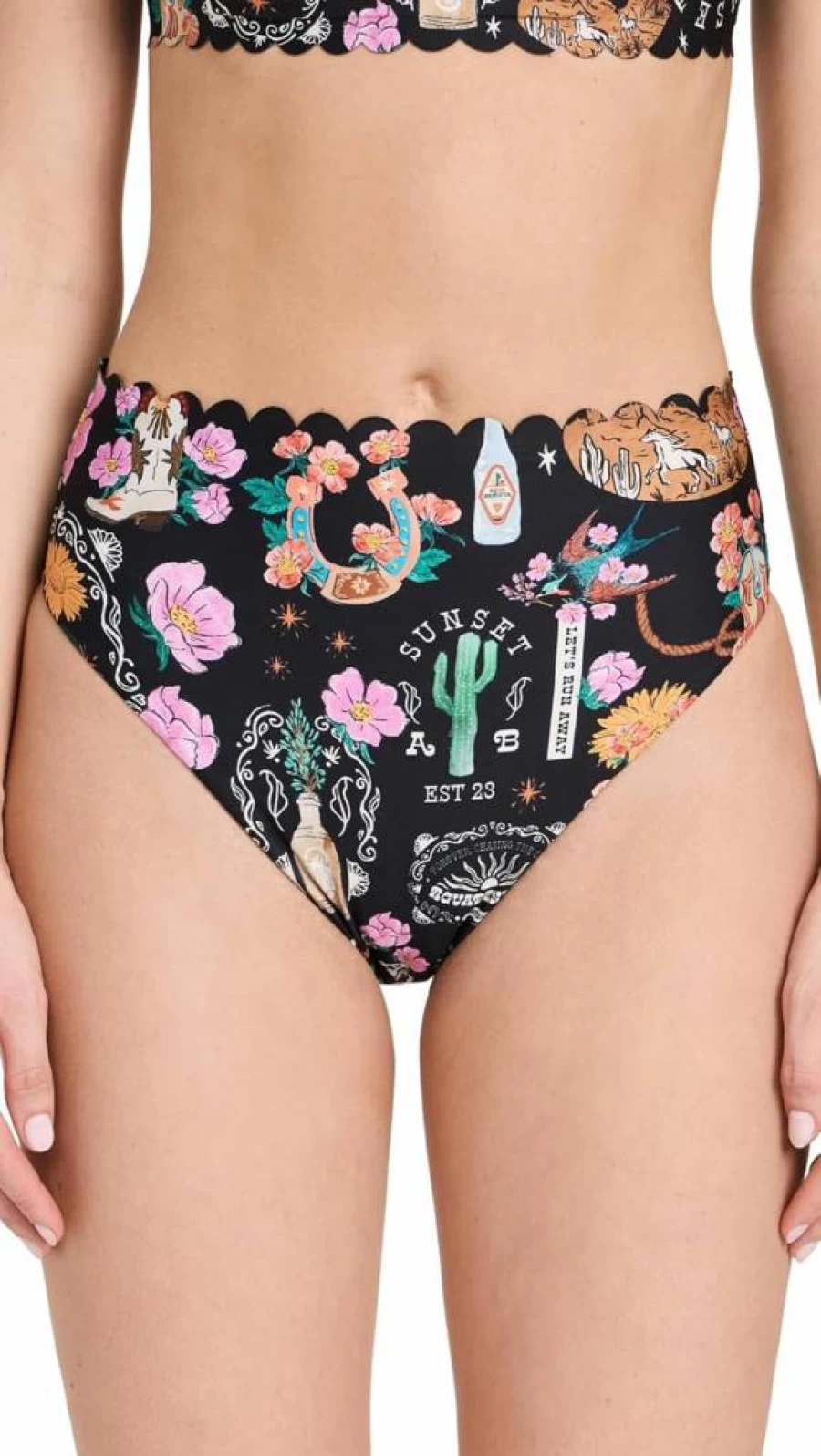AGUA BENDITA Women's Penelope Nopal Swim Bottoms - High-Waisted Bikini Bottom