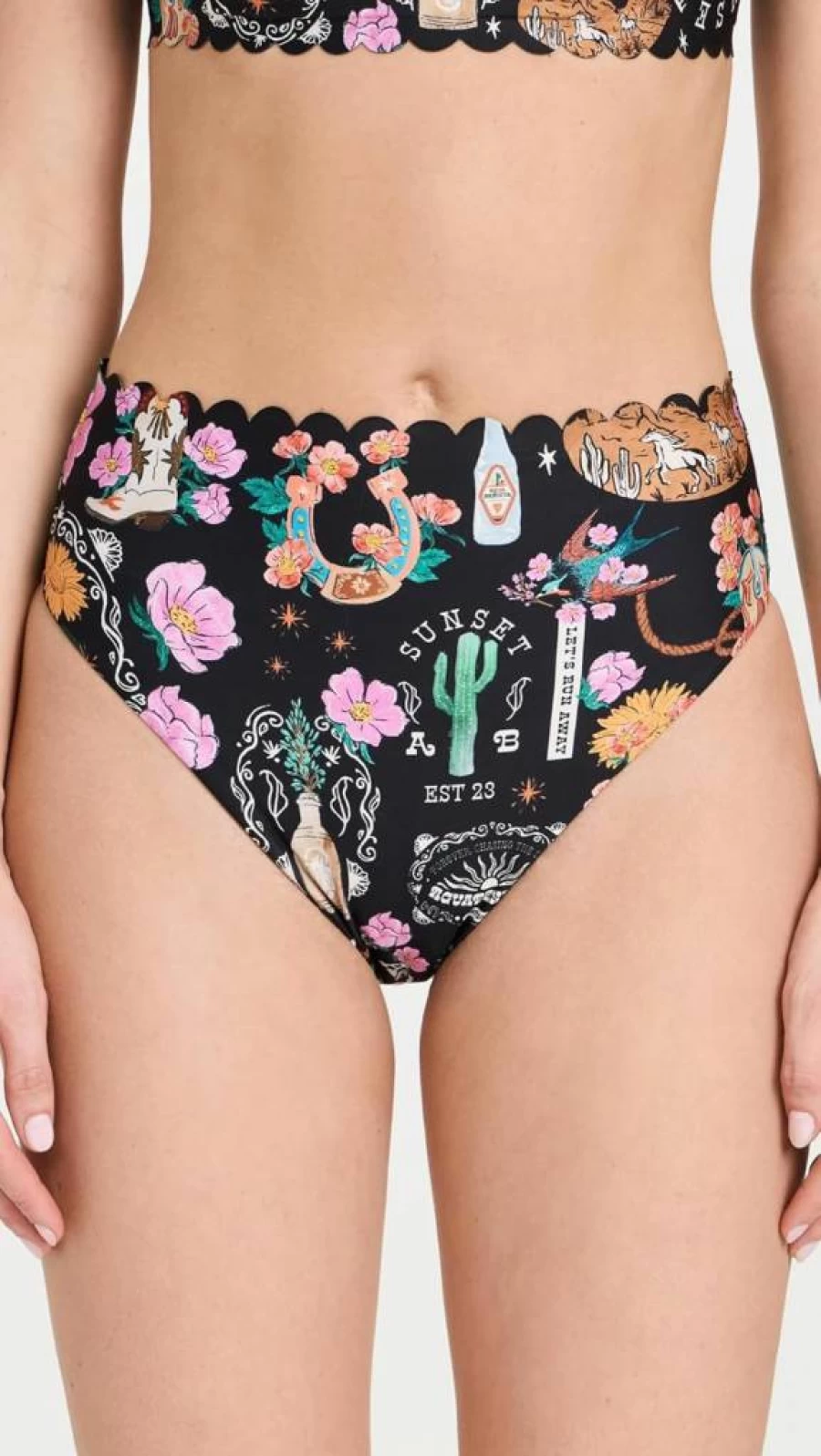AGUA BENDITA Women's Penelope Nopal Swim Bottoms - High-Waisted Bikini Bottom