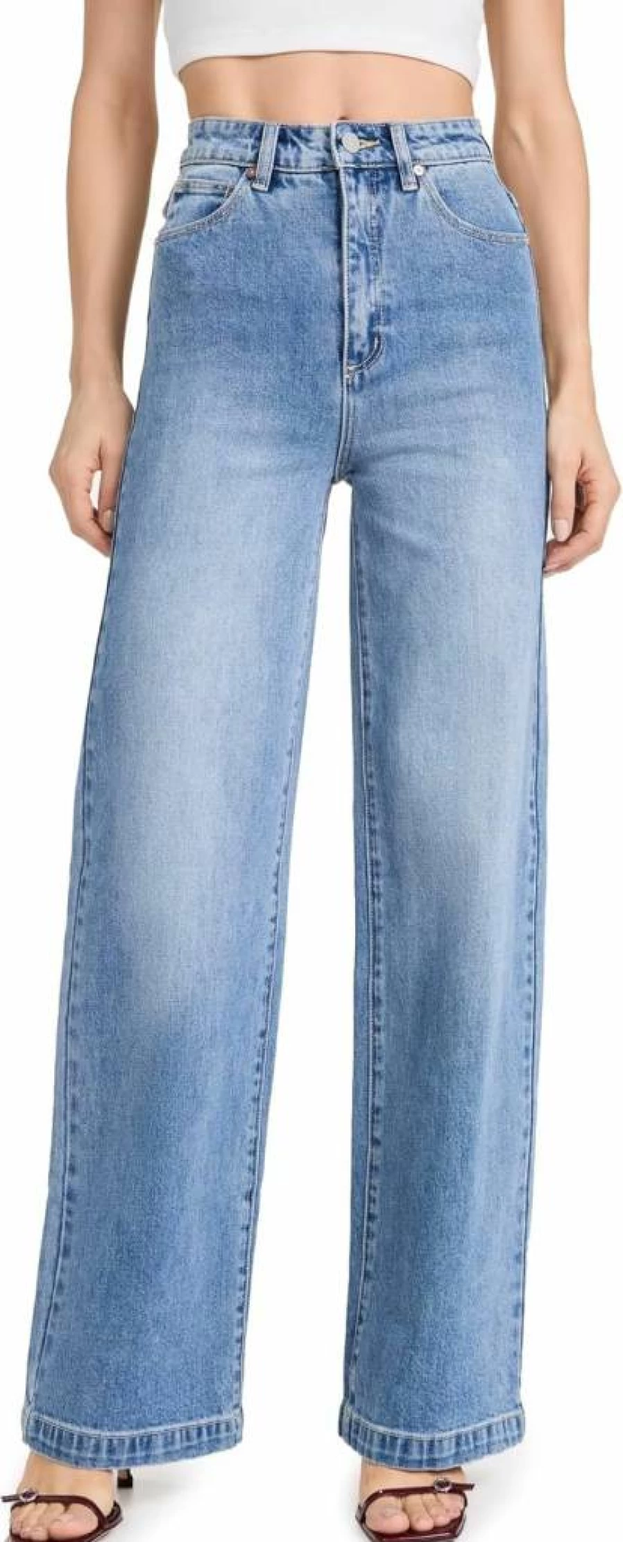 ABRAND Women's Alexa High-Rise Wide Leg Jeans - 94% Cotton Stretch Denim Pants for Women