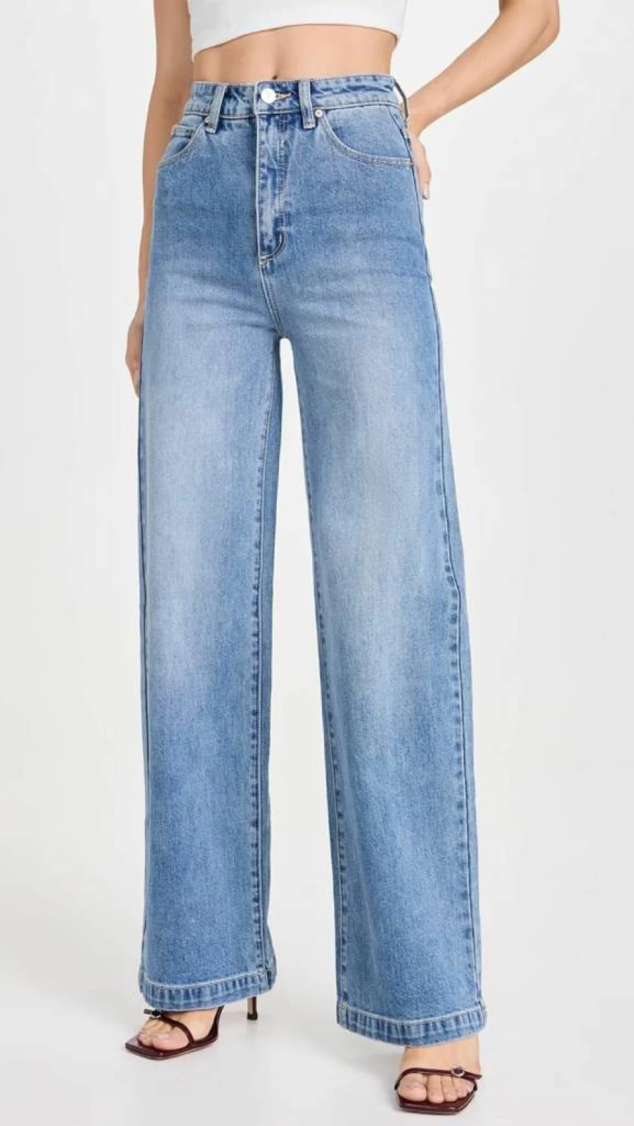 ABRAND Women's Alexa High-Rise Wide Leg Jeans - 94% Cotton Stretch Denim Pants for Women