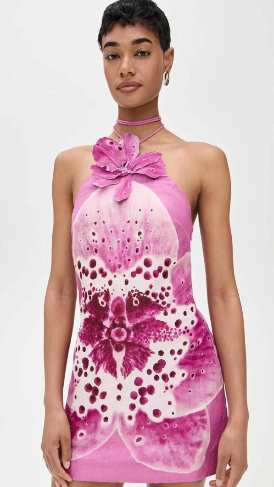 PANDORA Systems Women's Everlee Floral Print Mini Dress - Orchid Design, Size 00, Coraline Color