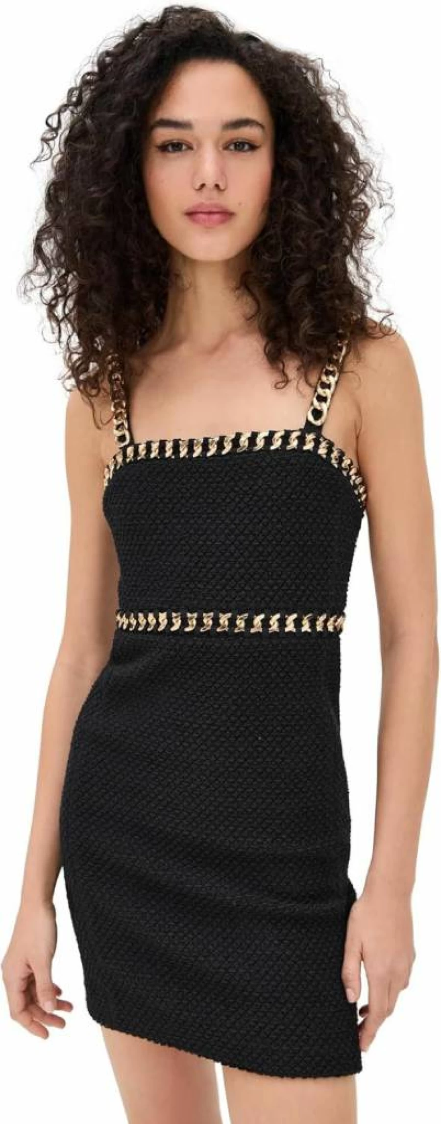alice + olivia Women's Kelly Fitted Mini Dress with Chain Detail - Slim Fit Short Dress for Women