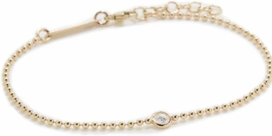 ZOE CHICCO 14K Gold Diamond Bead Bracelet for Women - Elegant Floating Bead Chain Jewelry