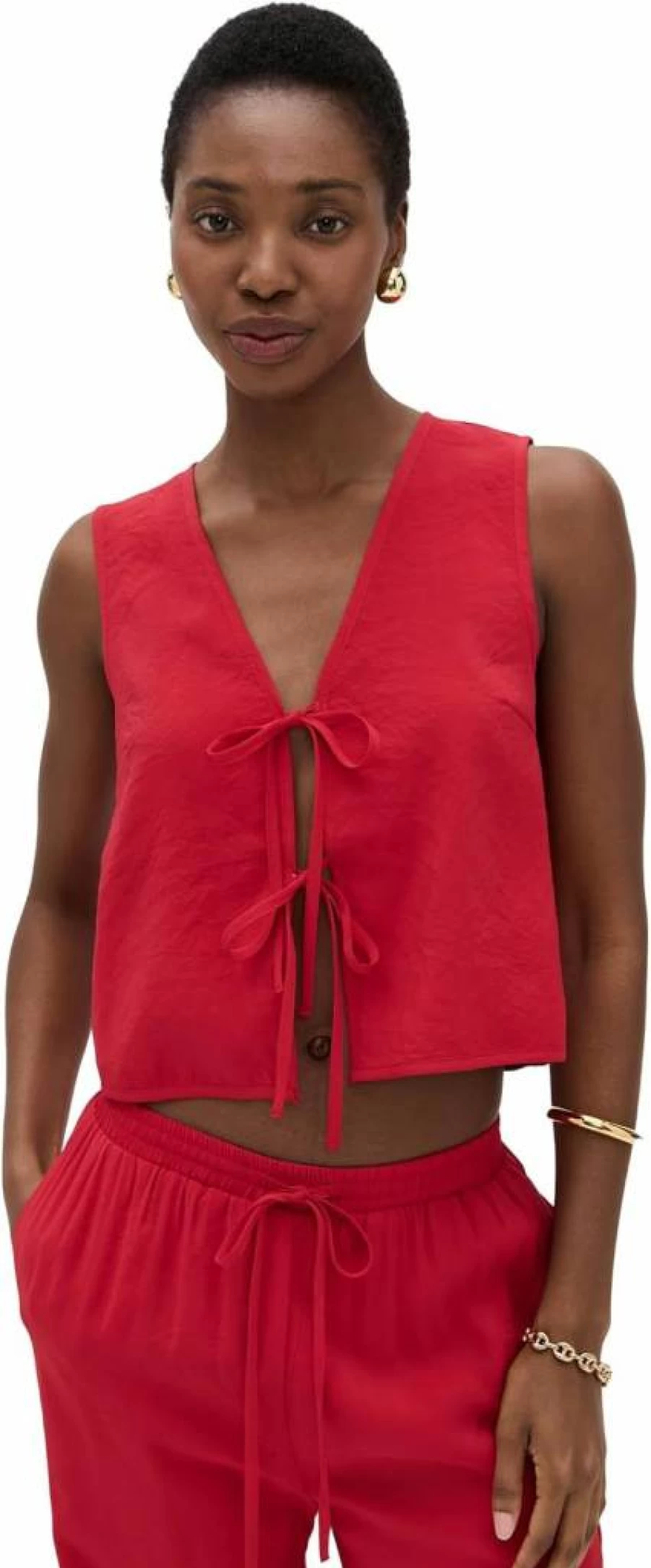 Line & Dot Women's Kamari Tie-Detail Blouse: Stylish & Elegant Tied Top