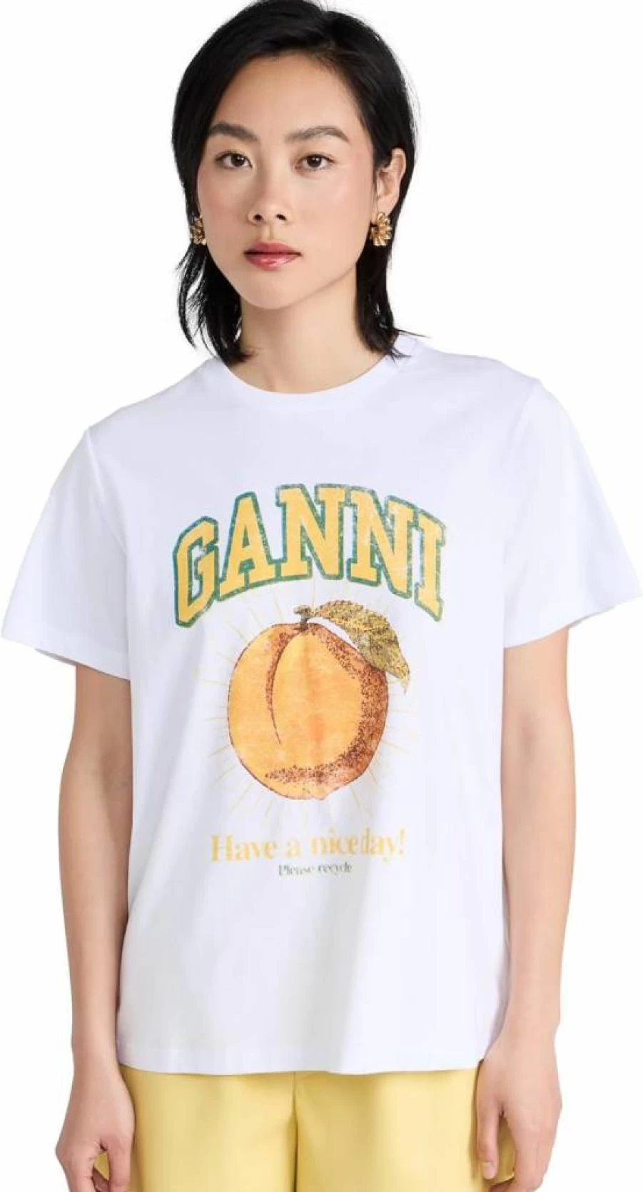 Ganni Women's Relaxed Fit Peach Jersey Basic T-Shirt