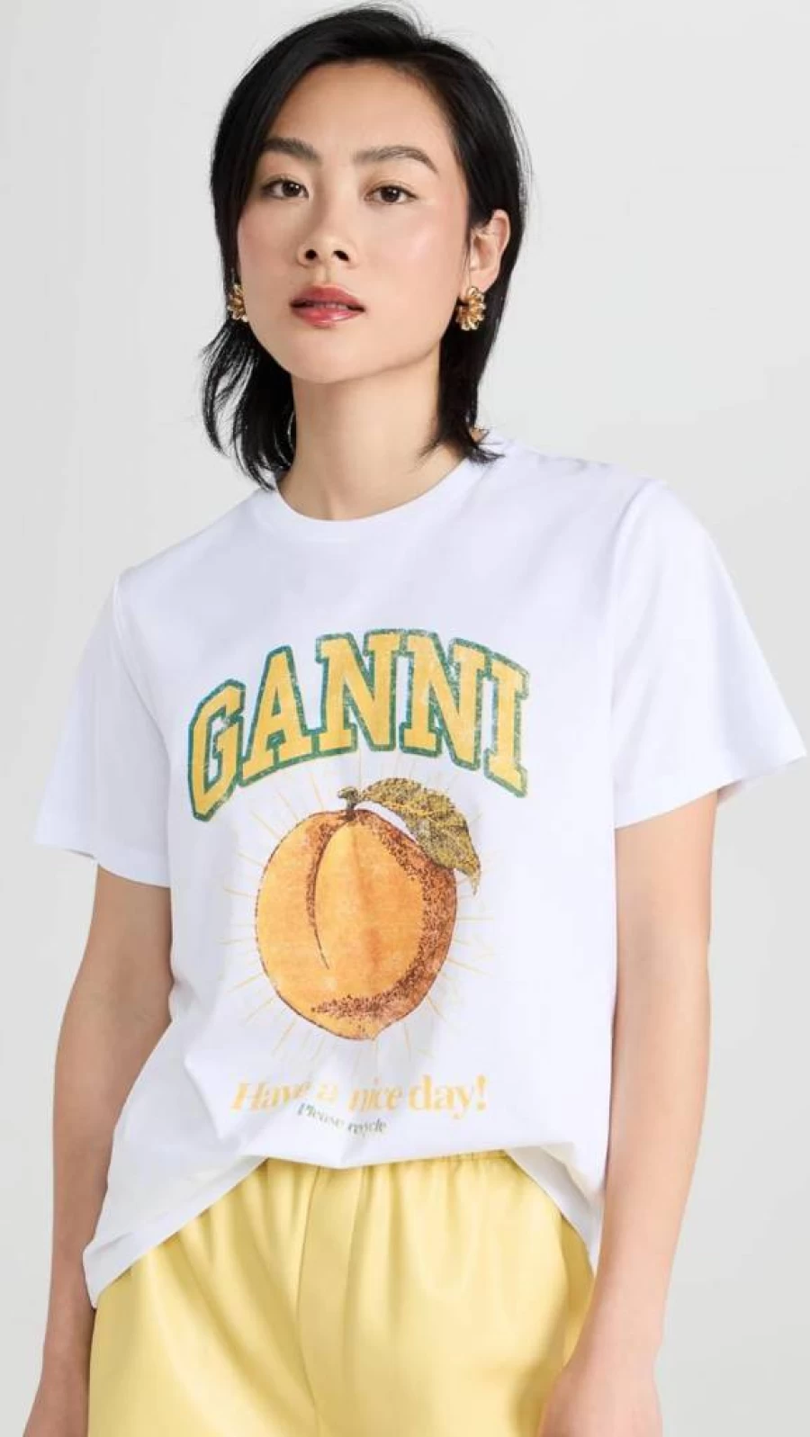 Ganni Women's Relaxed Fit Peach Jersey Basic T-Shirt