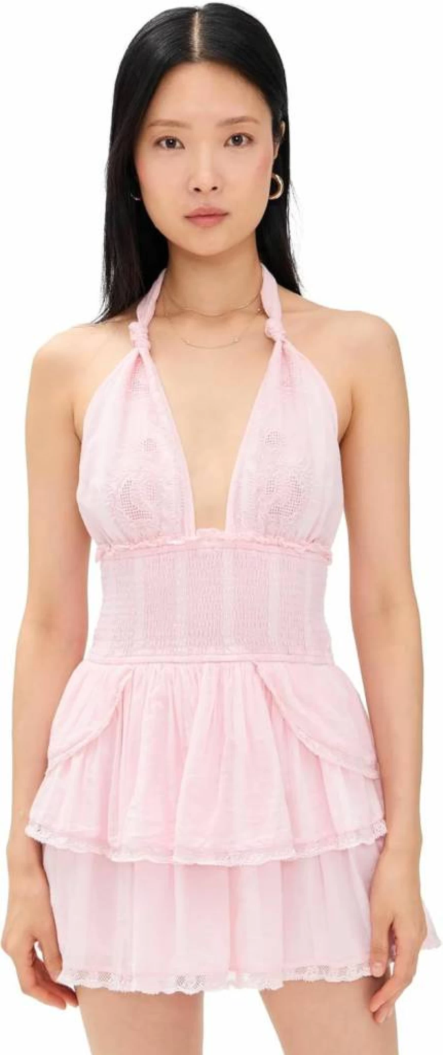 LOVESHACKFANCY Women's Deanna Floral Halter Dress - Boho Chic Summer Maxi Dress