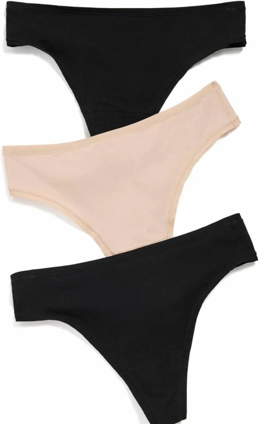 Natori Women's Bliss Bare Cotton Thong Underwear 3-Pack - Soft Comfortable Breathable Panties