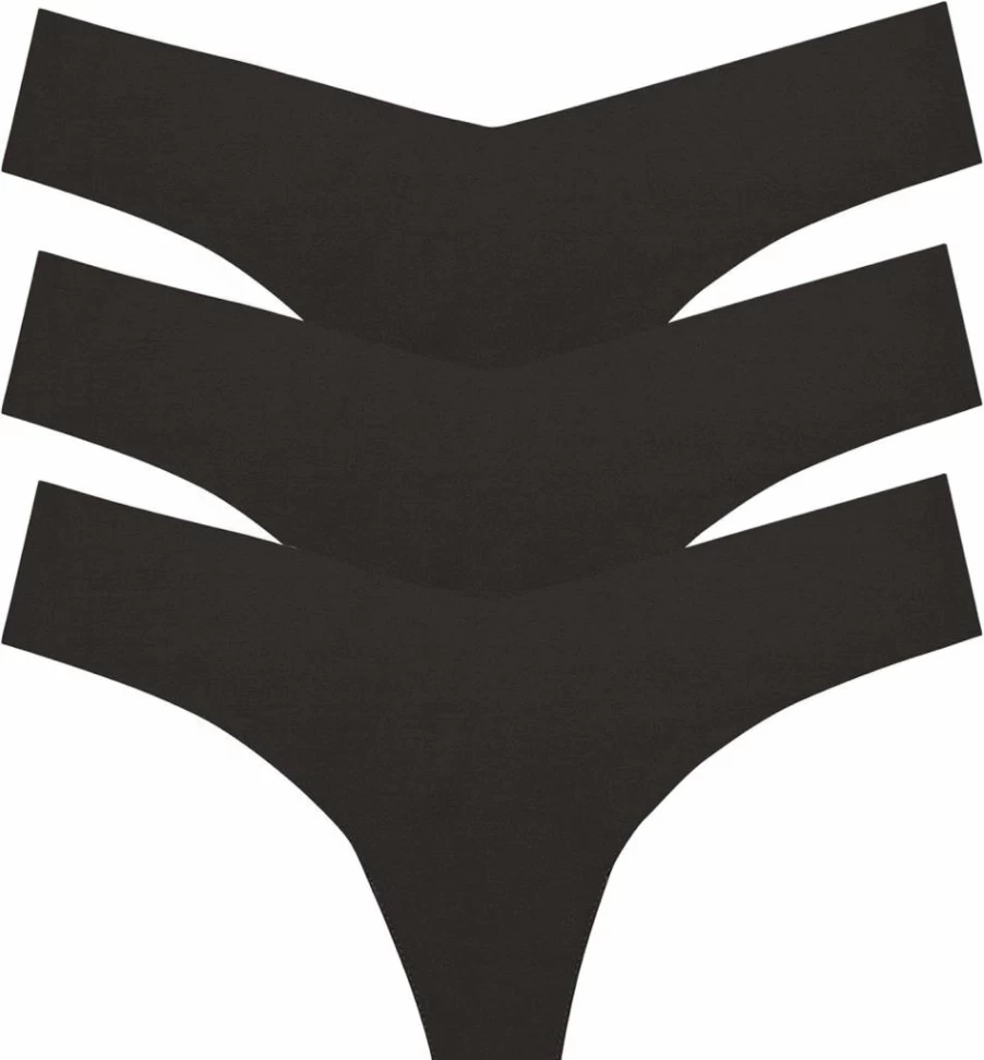 Commando Classic Seamless Thong 3-Pack - No Show Underwear with Lay-Flat Edges, Comfortable & Machine Washable
