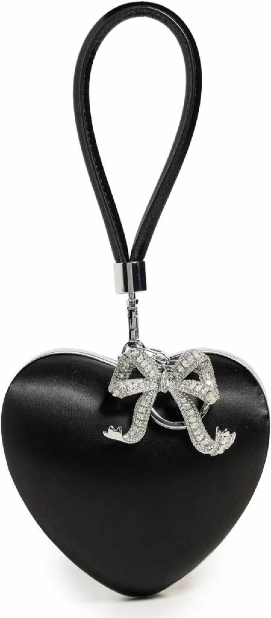 Self Portrait Women's Black Satin Heart-Shaped Top Handle Clutch Bag