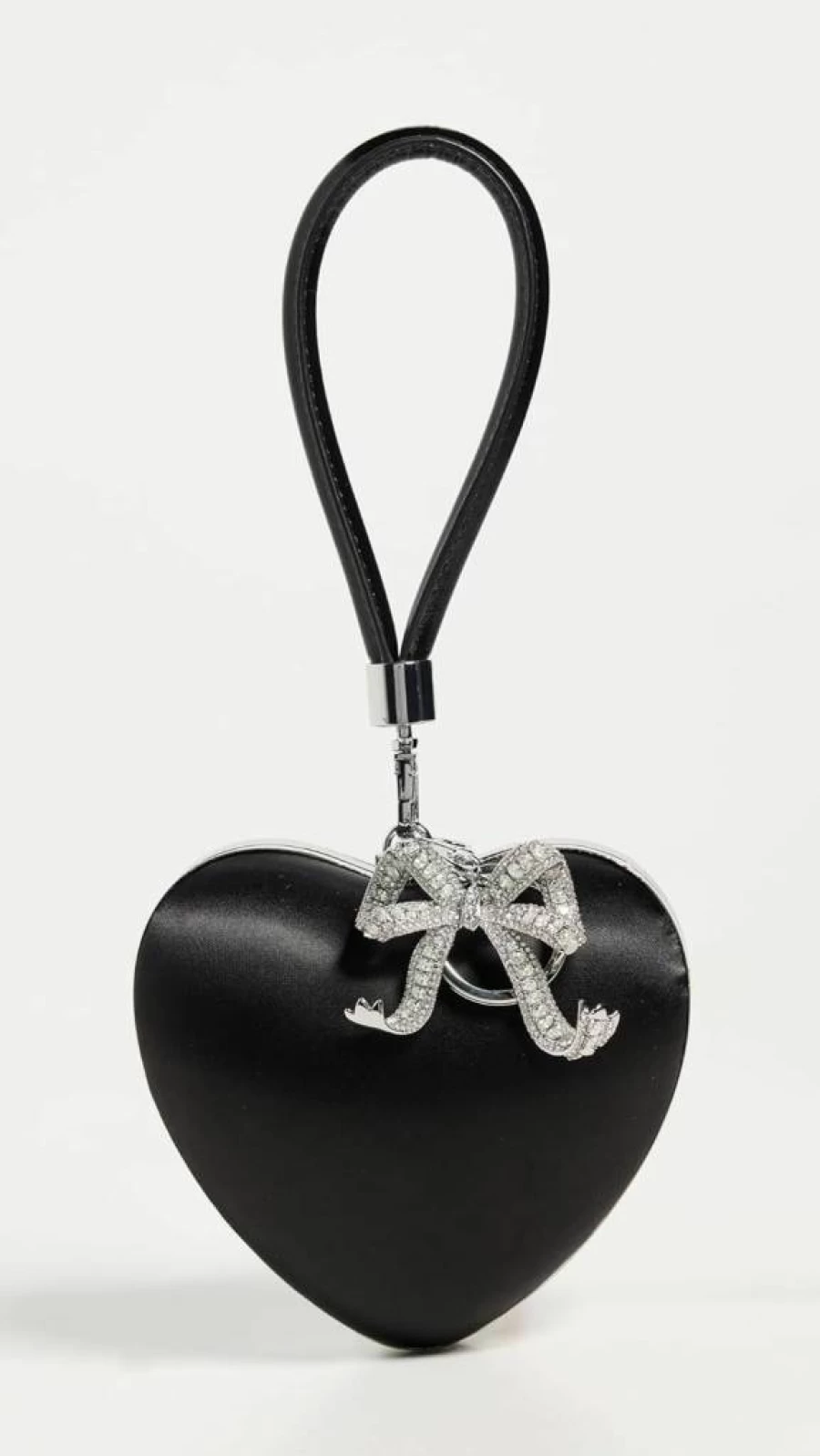 Self Portrait Women's Black Satin Heart-Shaped Top Handle Clutch Bag