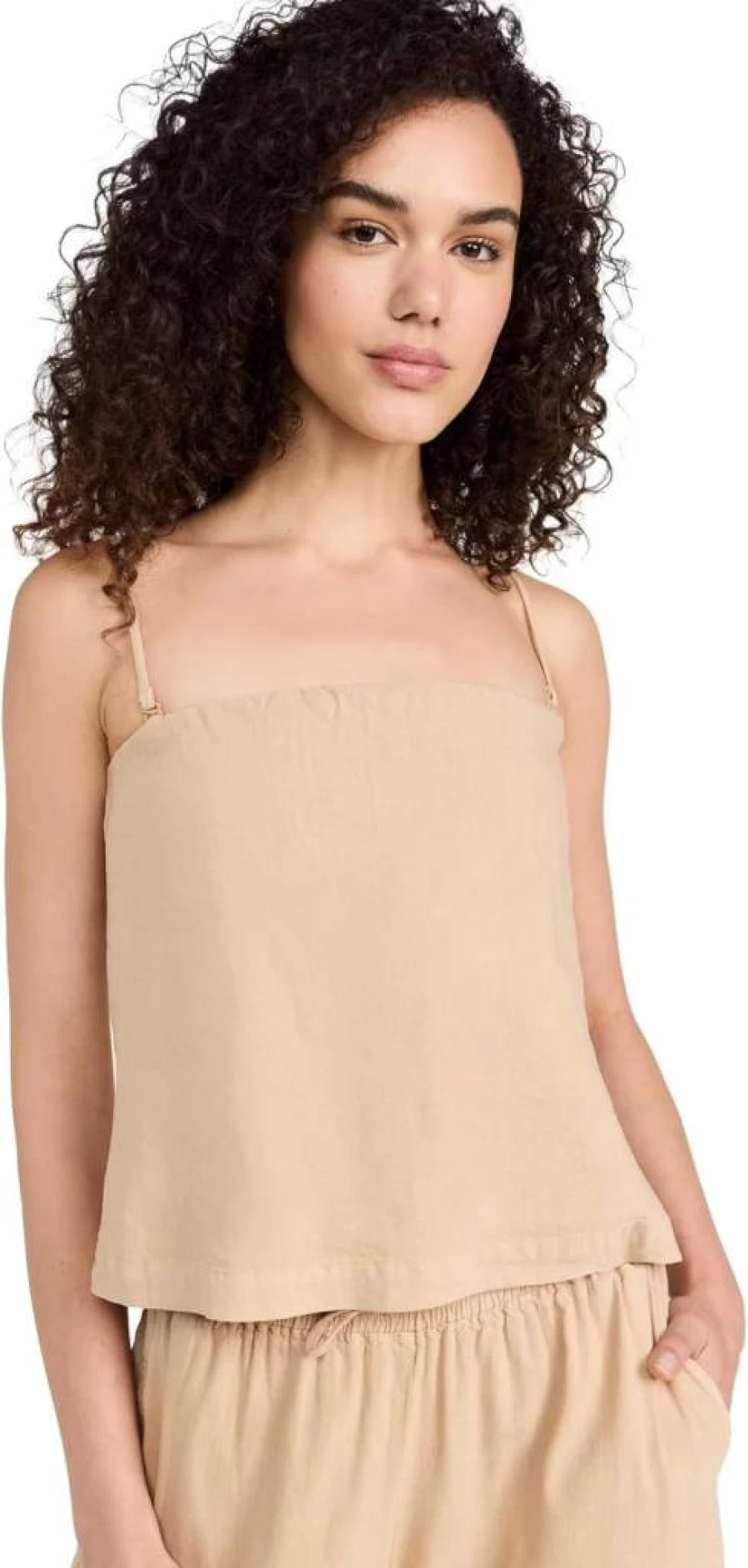 Monrow Women's Linen Tube Top Sleeveless Casual Summer Tank