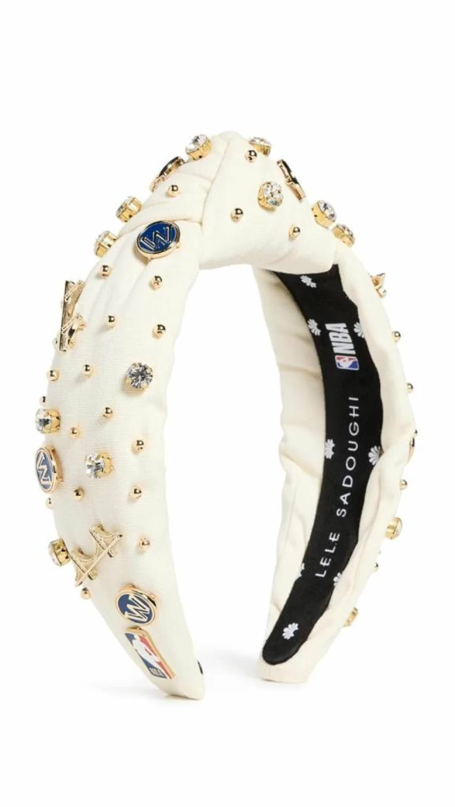 Lele Sadoughi Women's Ivory Headband – Golden State Warriors Collaboration, Stylish Sports Accessory