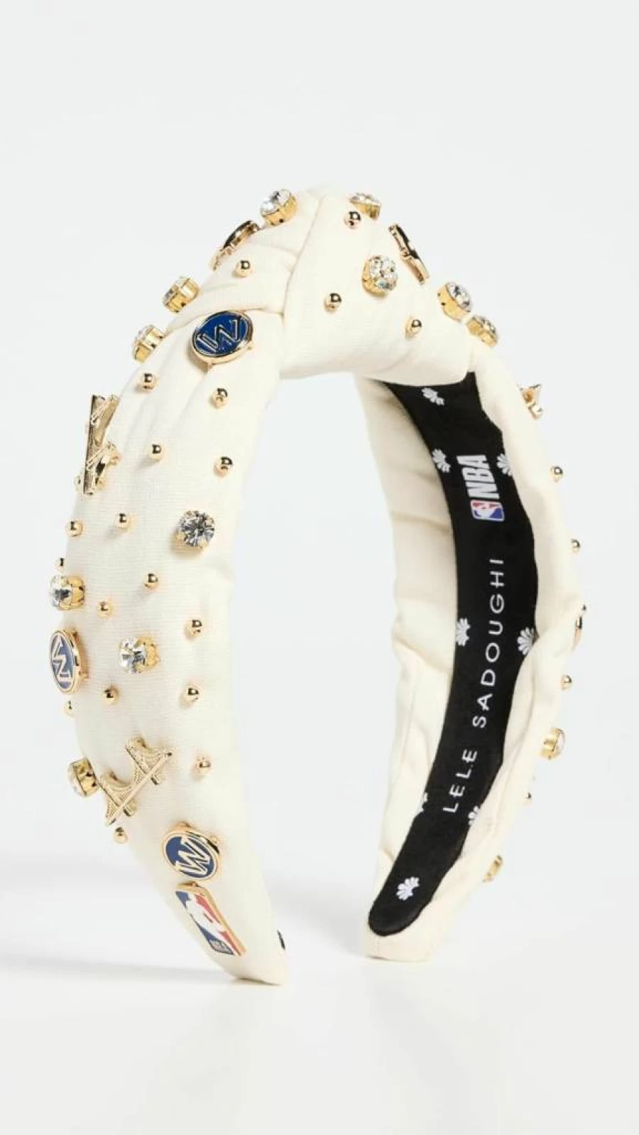 Lele Sadoughi Women's Ivory Headband – Golden State Warriors Collaboration, Stylish Sports Accessory