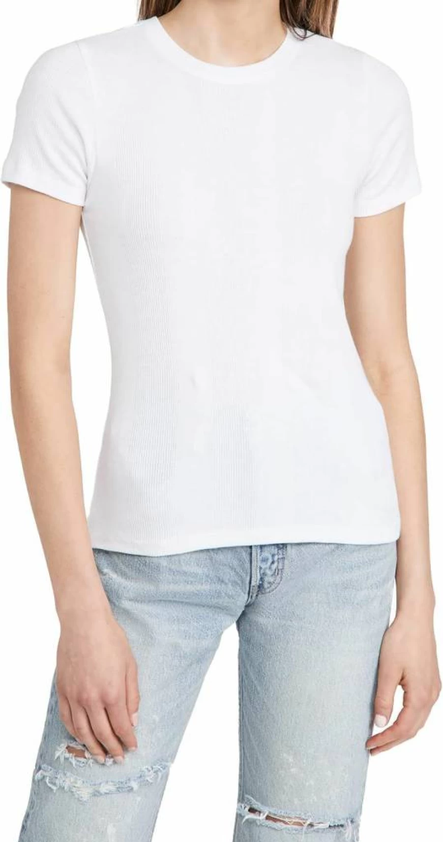 Goldie Women's Short Sleeve Ribbed T-Shirt - Soft Comfort Fit Casual Top