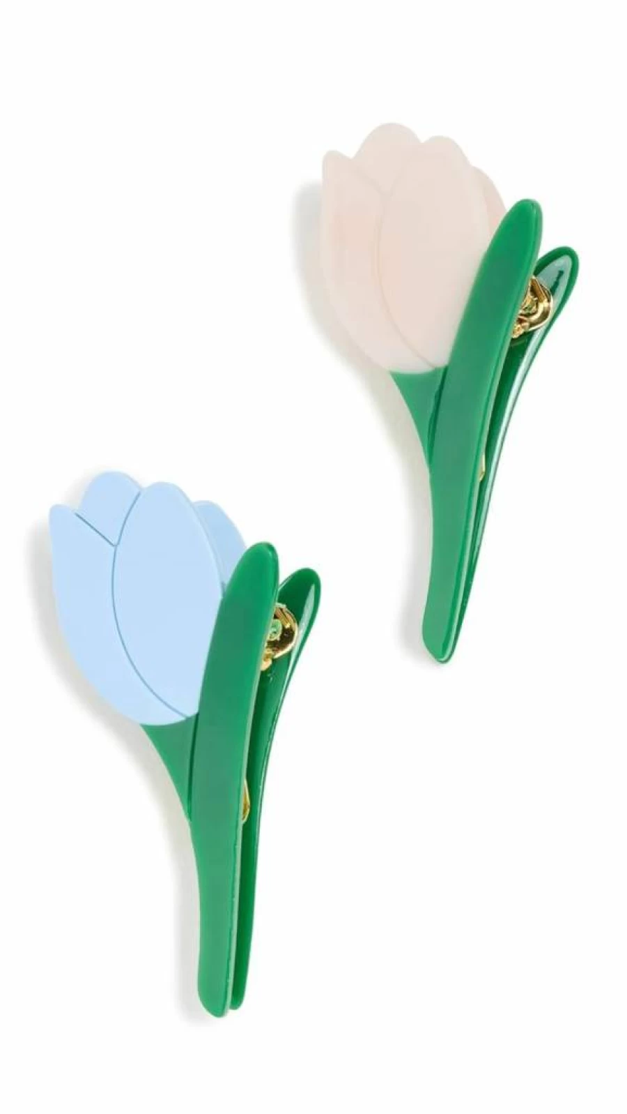 Loeffler Randall Women's Juniper Tulip Hair Clip Set - Blue, Green & Cream Floral Design (2-Piece)