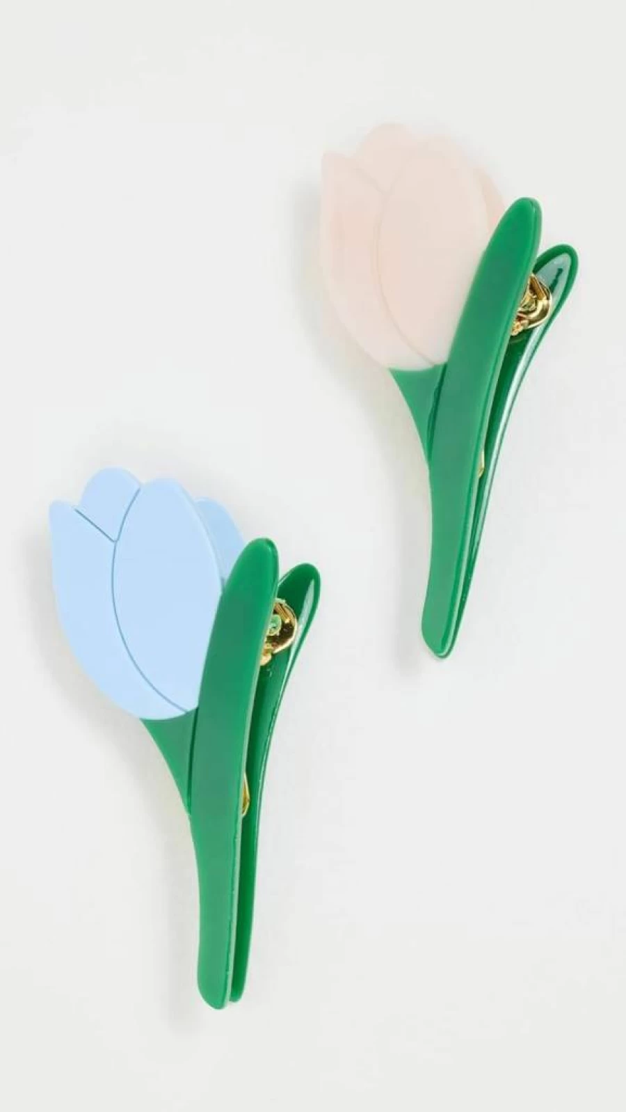 Loeffler Randall Women's Juniper Tulip Hair Clip Set - Blue, Green & Cream Floral Design (2-Piece)