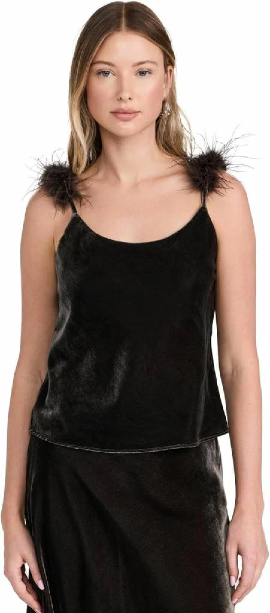 WAYF Women's Sylvie Velvet Cami Top - Soft Stretch Sleeveless Slip Dress for Layering