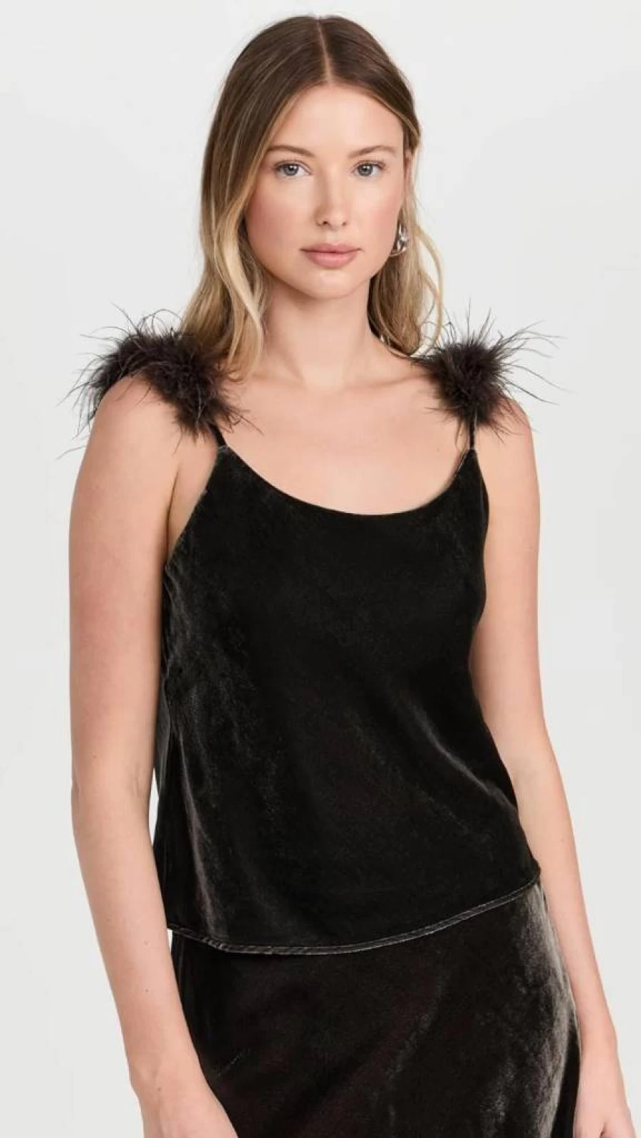 WAYF Women's Sylvie Velvet Cami Top - Soft Stretch Sleeveless Slip Dress for Layering