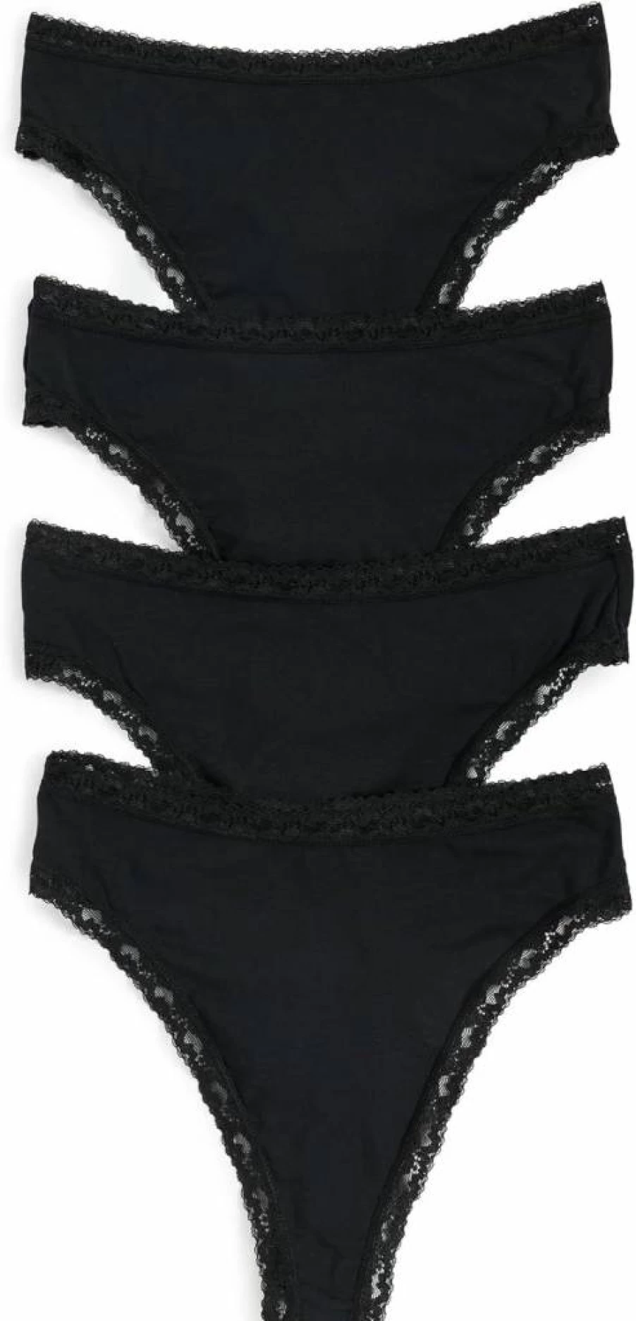 Stripe & Stare Women's High Waisted Thong 4-Pack - Soft Cotton Underwear Multipack