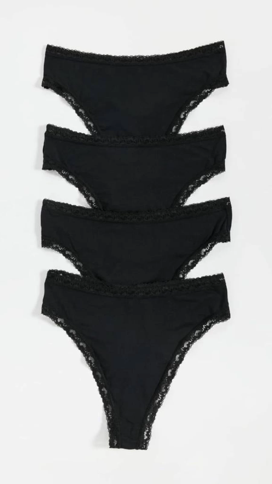 Stripe & Stare Women's High Waisted Thong 4-Pack - Soft Cotton Underwear Multipack