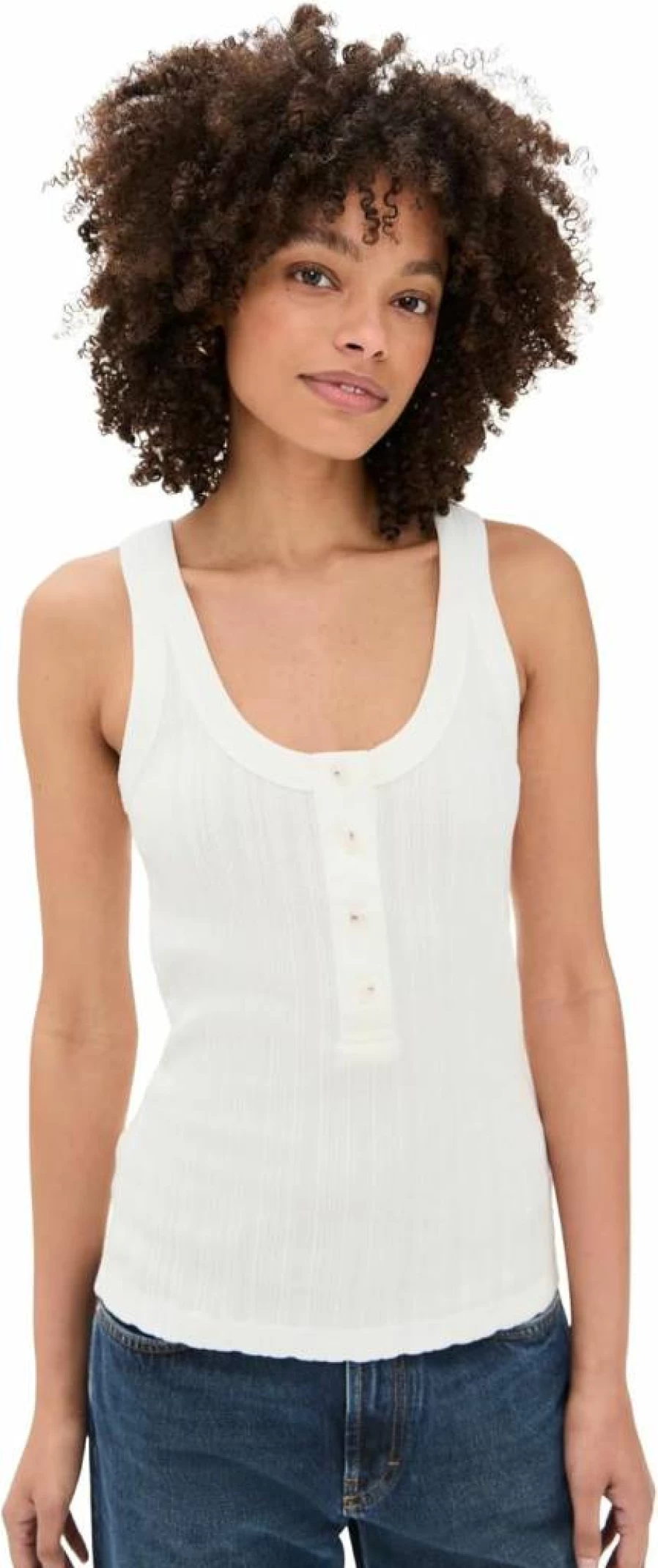 Closed Women's Half Button Placket Slim Fit Tank Top - Casual Summer Sleeveless Blouse