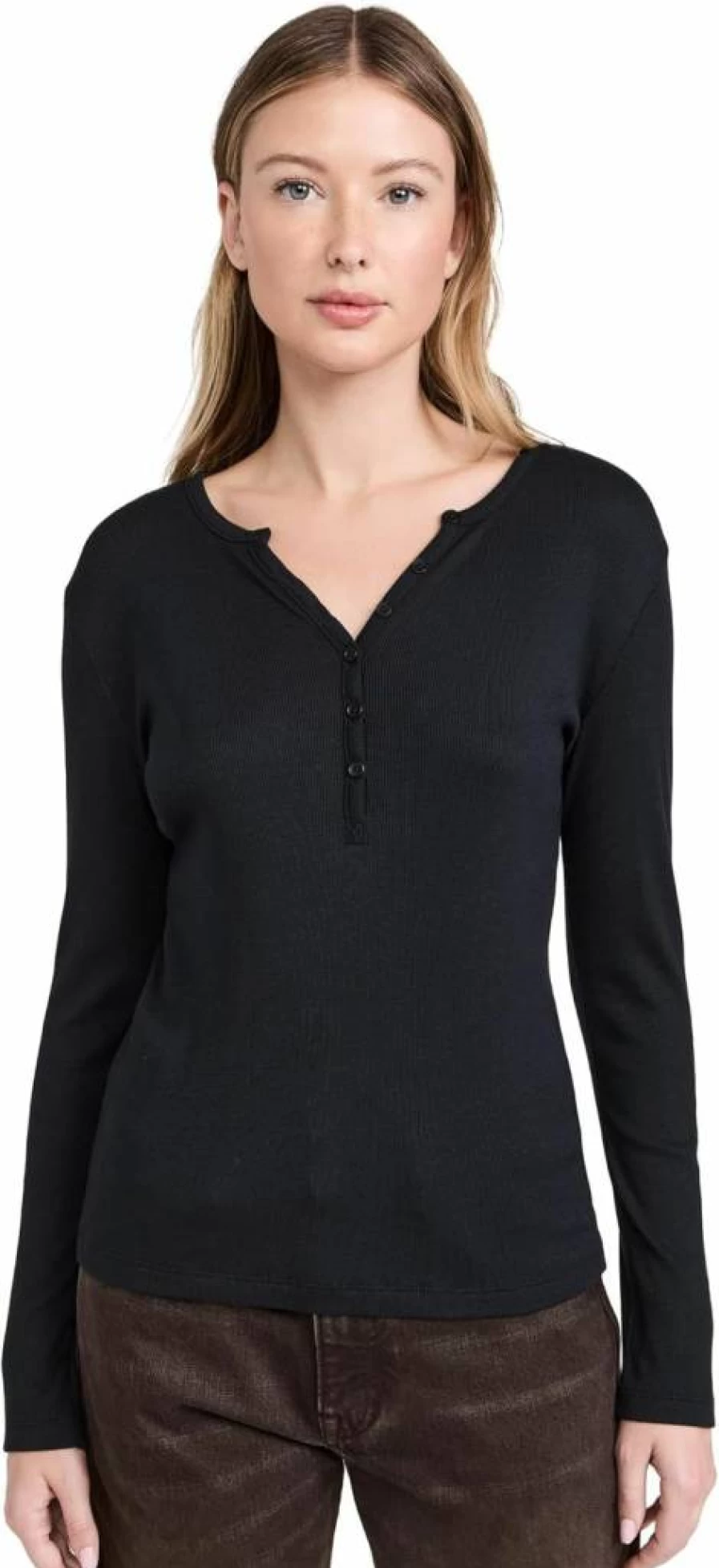 Rails Women's Easy Henley T-Shirt - Soft Casual Short Sleeve Top