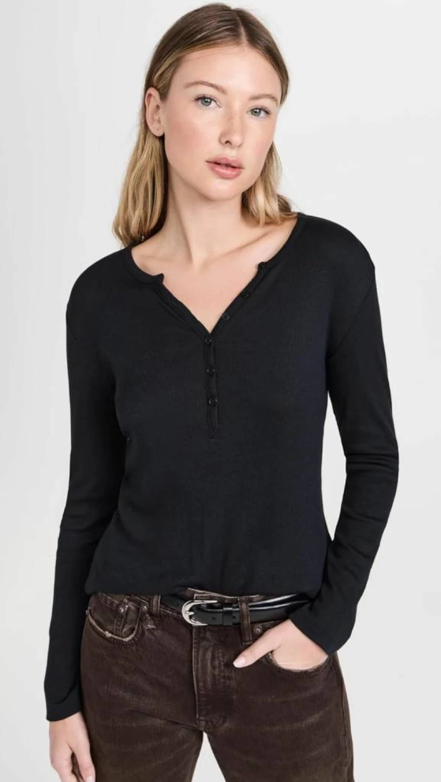 Rails Women's Easy Henley T-Shirt - Soft Casual Short Sleeve Top