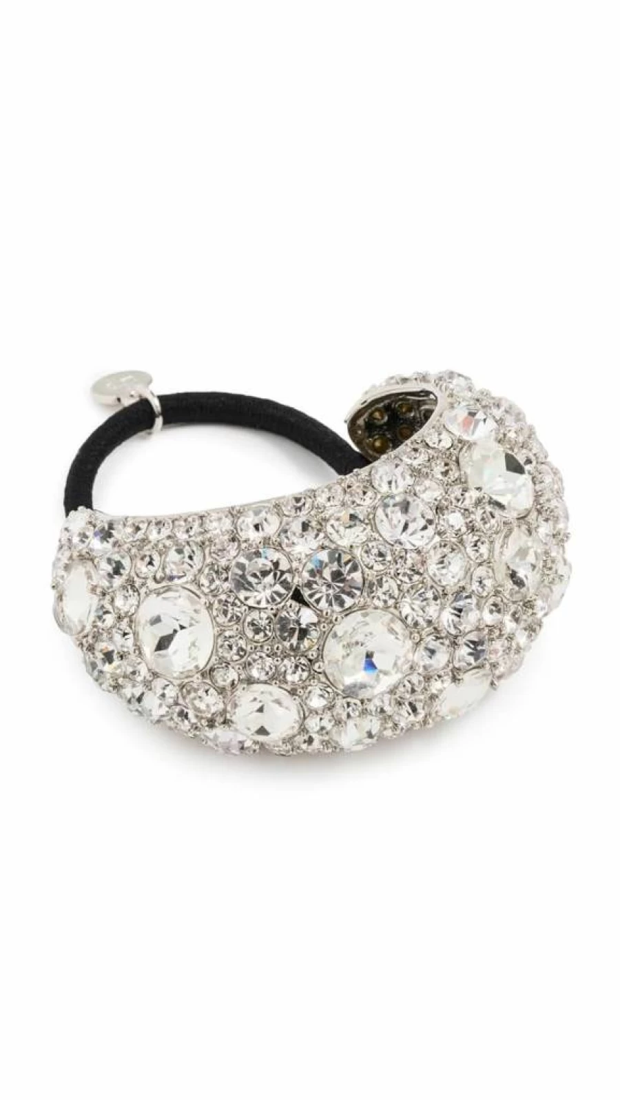 LELET NY Silver Crystal Pave Dome Pony Cuff Bracelet - Clear Rhinestone Hair Cuff for Women