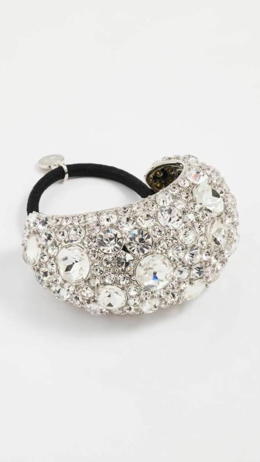 LELET NY Silver Crystal Pave Dome Pony Cuff Bracelet - Clear Rhinestone Hair Cuff for Women