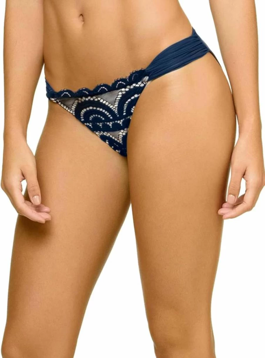 PQ Swim Women's Lace Fanned Bikini Bottoms - High Waist Sexy Swimwear Beach Vacay