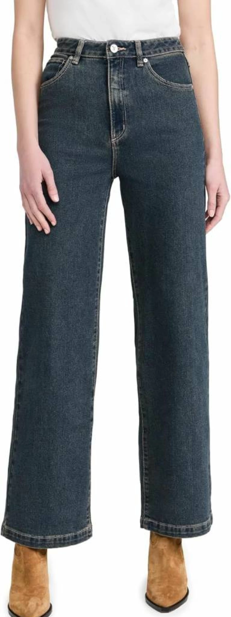 ABRAND Women's High-Rise Wide-Leg Quinn Jeans - 94% Cotton Stretch Denim Pants for Comfort & Style