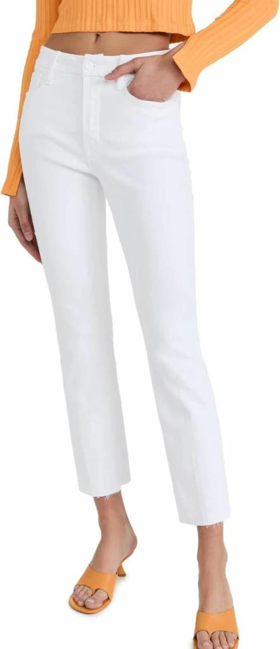Good American Women's Straight Leg Jeans with Raw Hem - Classic Denim Pants