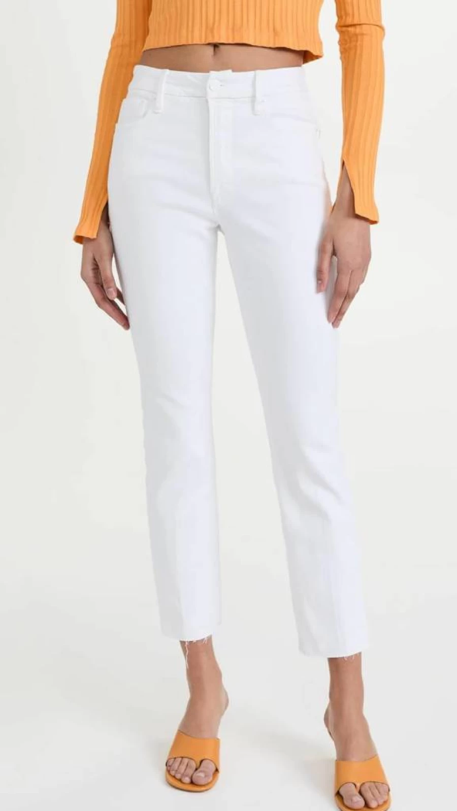 Good American Women's Straight Leg Jeans with Raw Hem - Classic Denim Pants