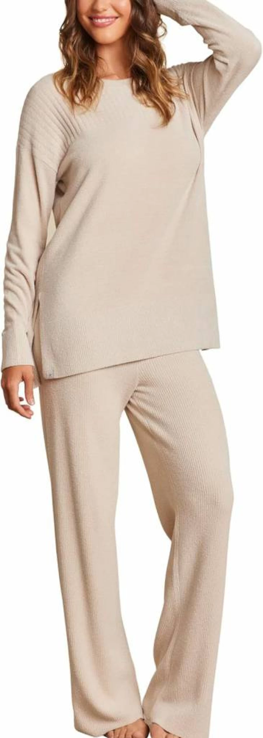 Barefoot Dreams Women's Ultra Soft Lightweight Crewneck Sweater with Side Slits
