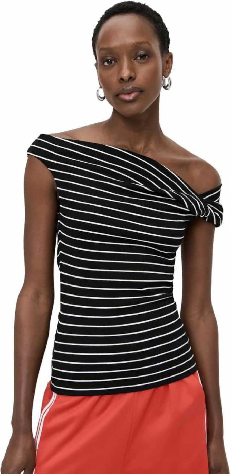 MSGM Women's Striped Asymmetrical Top - Trendy Designer Casual Shirt
