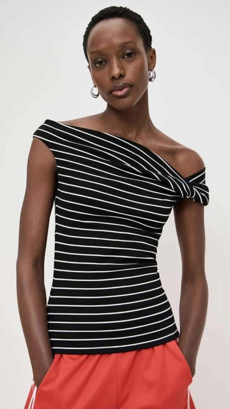 MSGM Women's Striped Asymmetrical Top - Trendy Designer Casual Shirt