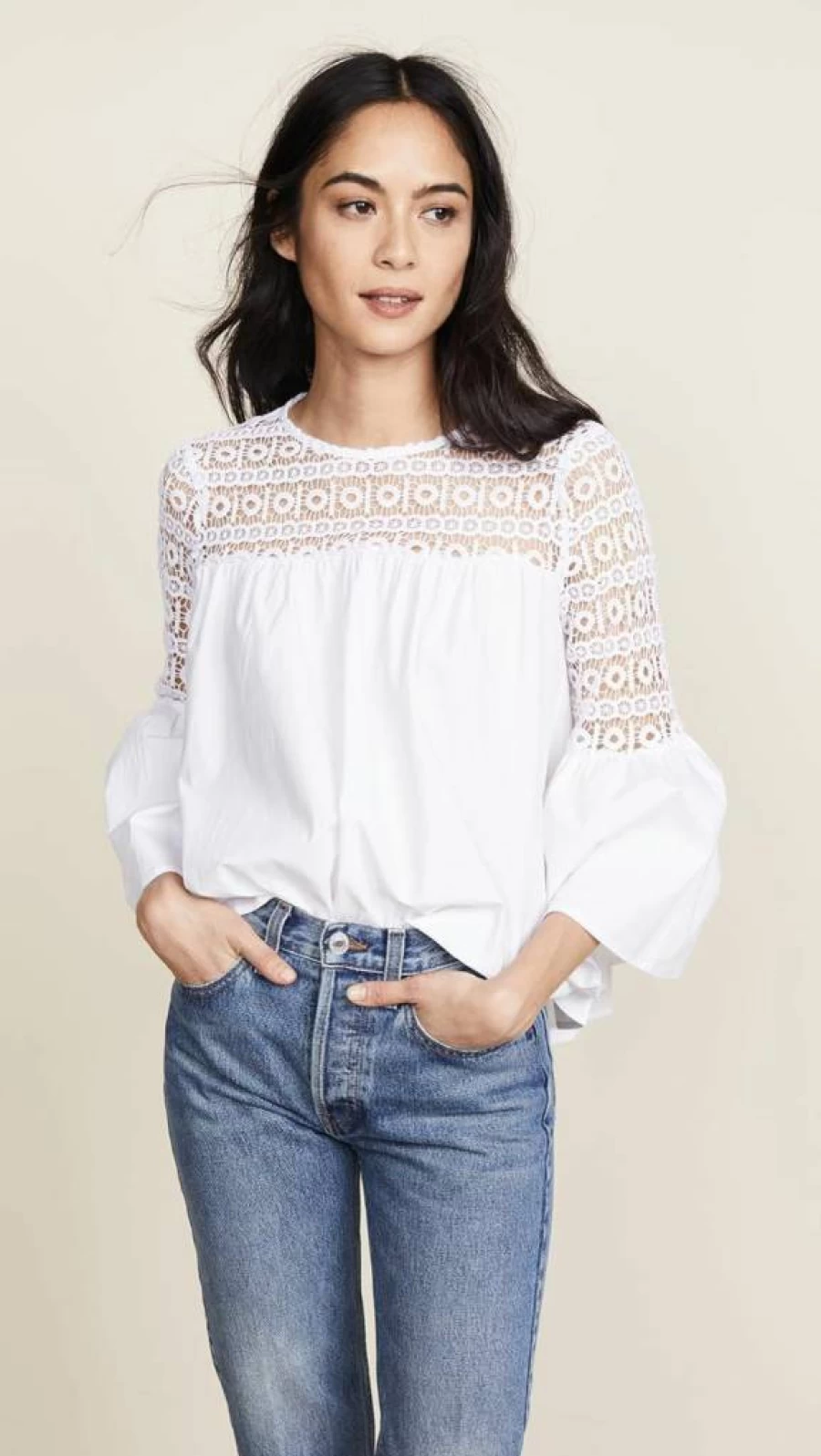 Endless Rose Women's Crochet Blouse Boho Chic Lace Top Summer Casual Feminine Shirt