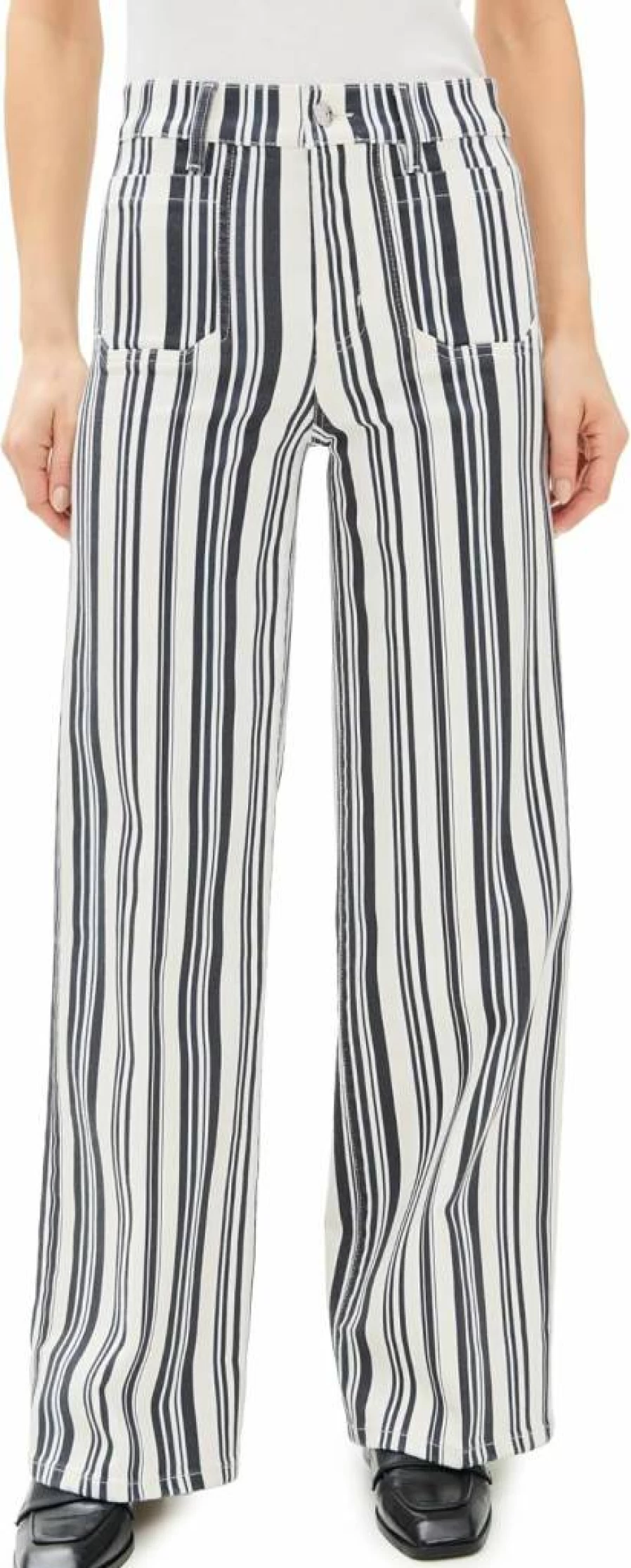 FRAME Women's High-Waisted Slim Palazzo Jeans with Pockets - Modernist Denim Style