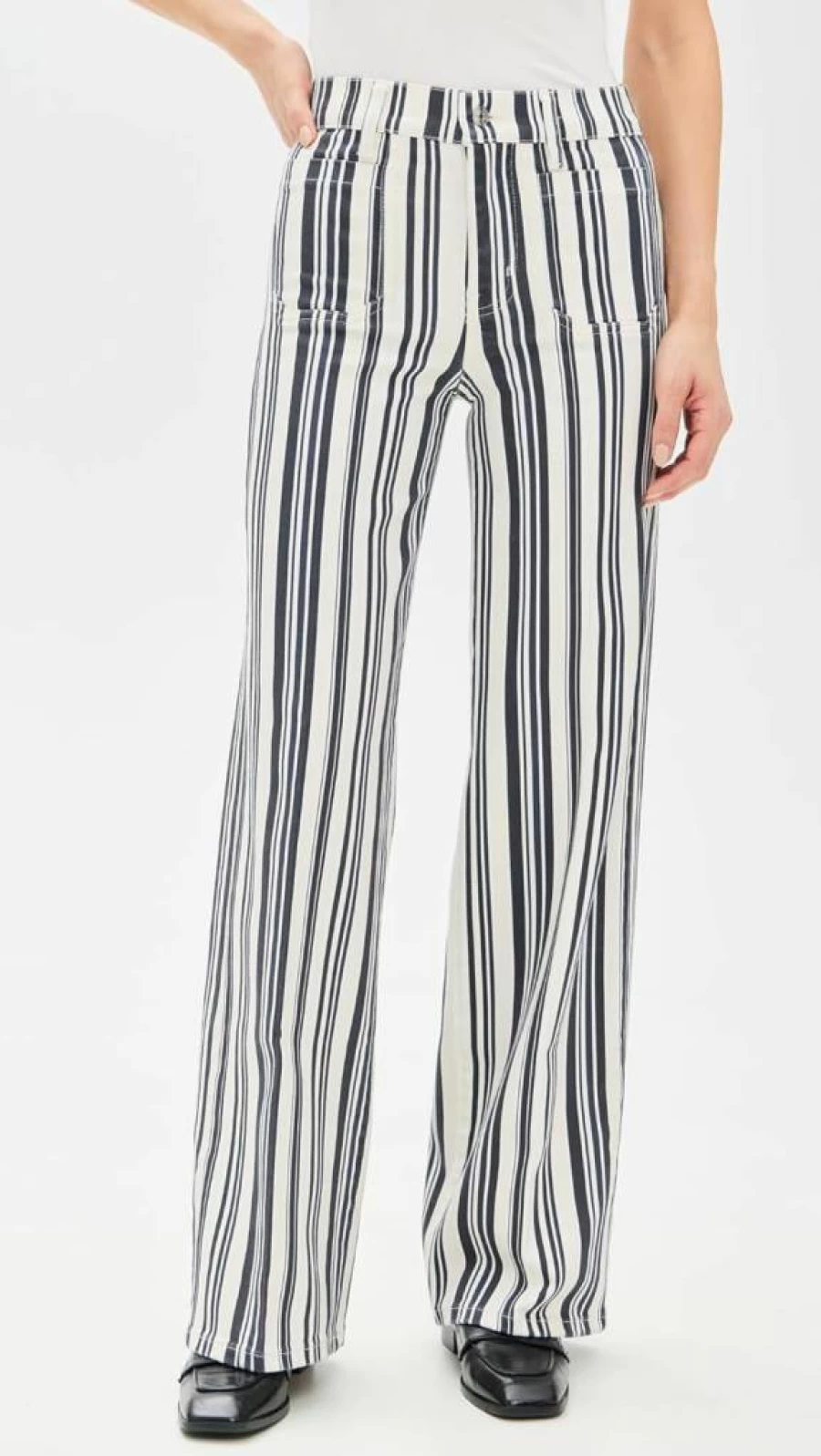 FRAME Women's High-Waisted Slim Palazzo Jeans with Pockets - Modernist Denim Style