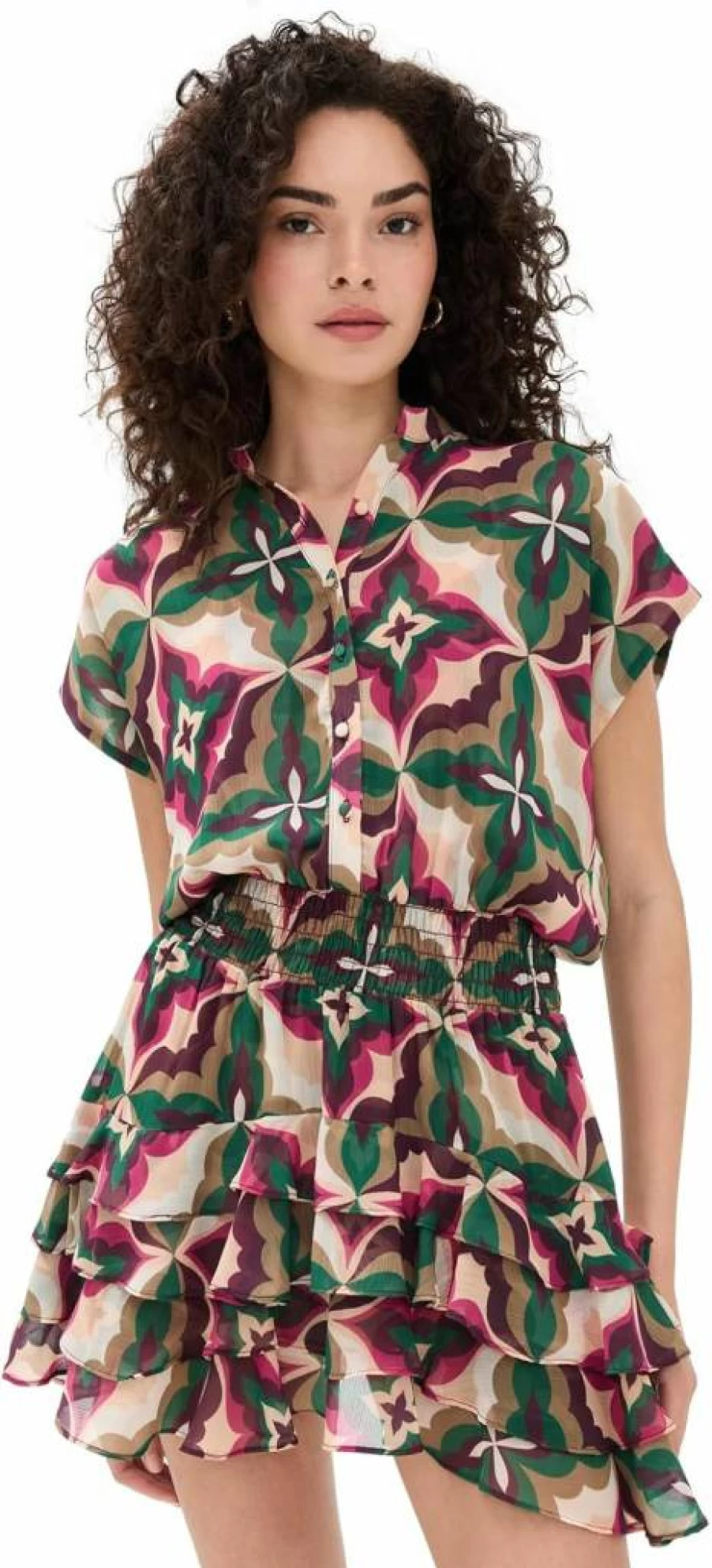 Misa Women's Evie Dress - Elegant Flowy Summer Dress with V-Neck and Floral Print