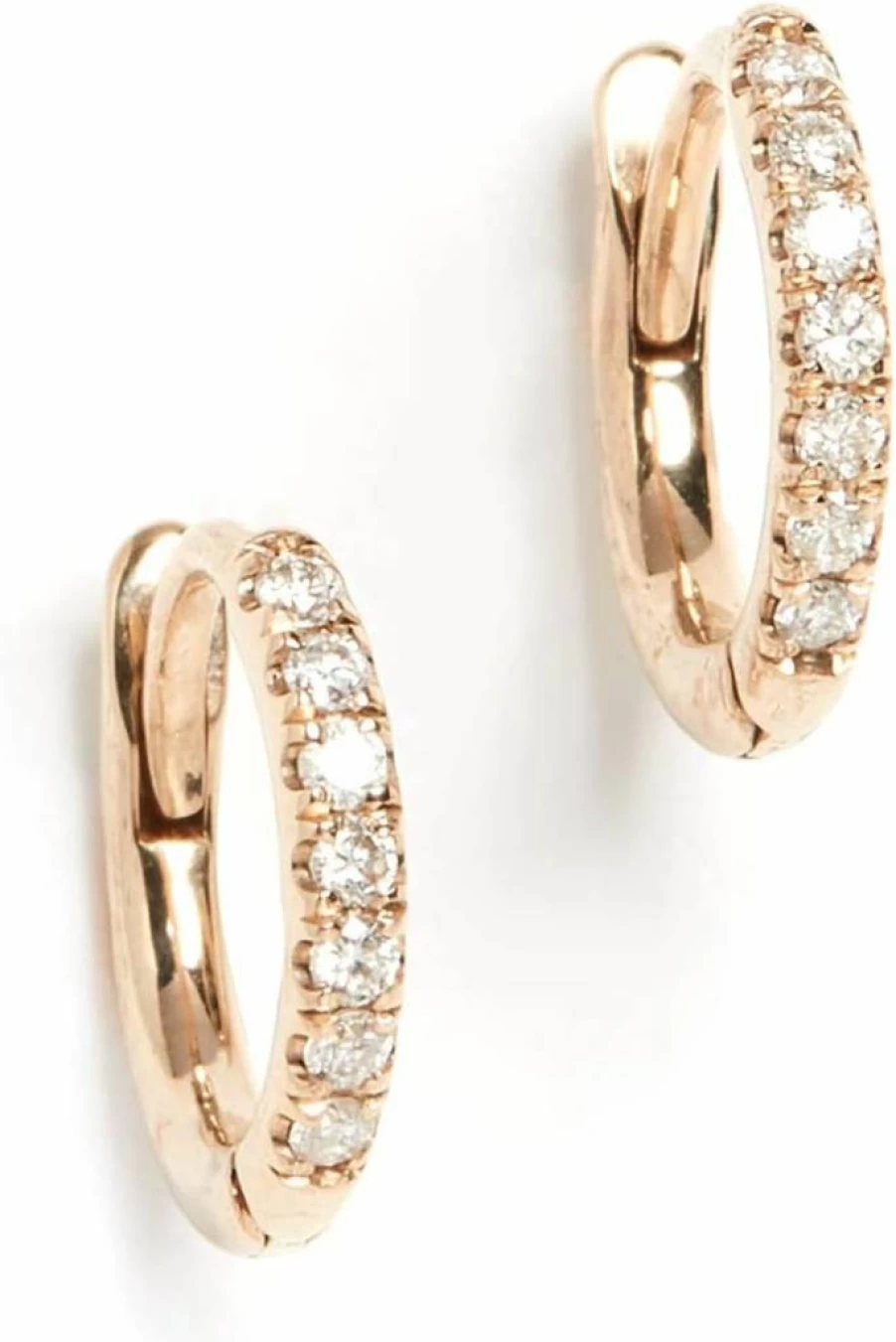 ZOE CHICCO 14K Yellow Gold Pave Diamond Huggie Hoop Earrings for Women
