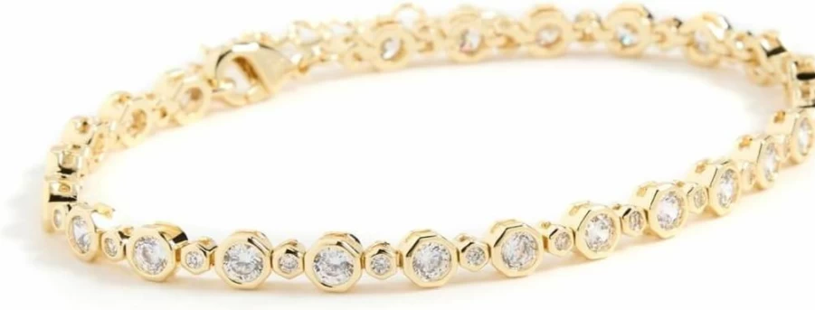 ADINA EDEN Women's Cubic Zirconia Tennis Bracelet - Graduated Bezel Set CZ Stackable Bangle for Women