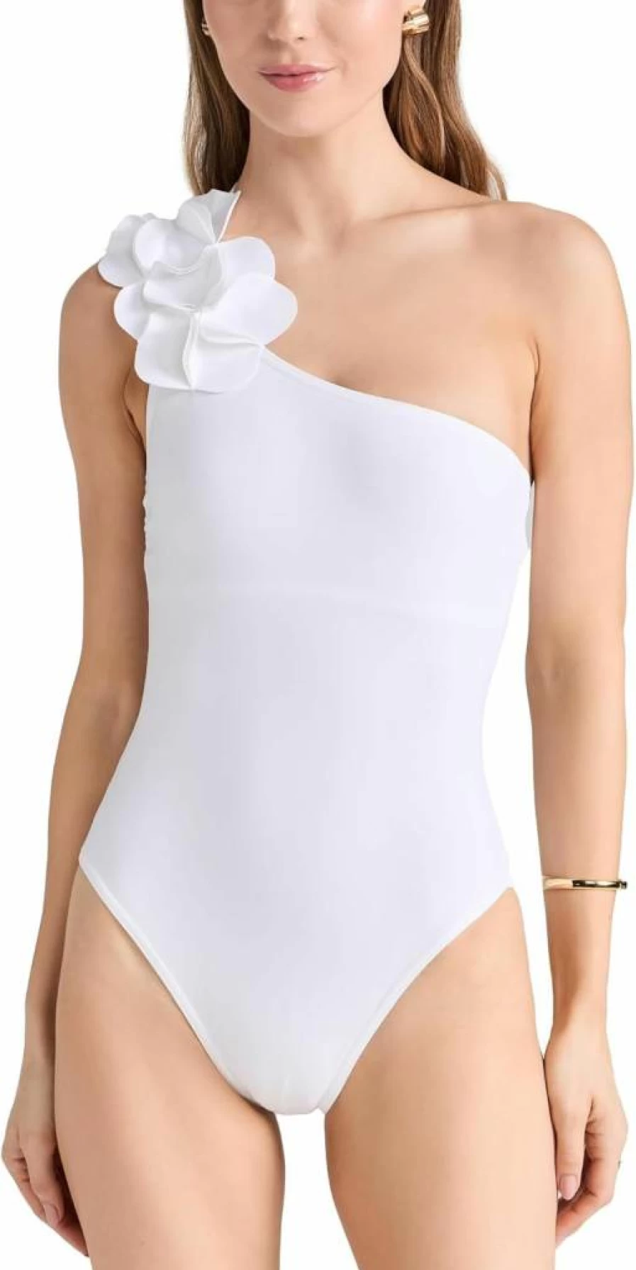 Karla Colletto Women's One Shoulder Tess Swimsuit with Shelf Bra - Elegant One Piece Bathing Suit