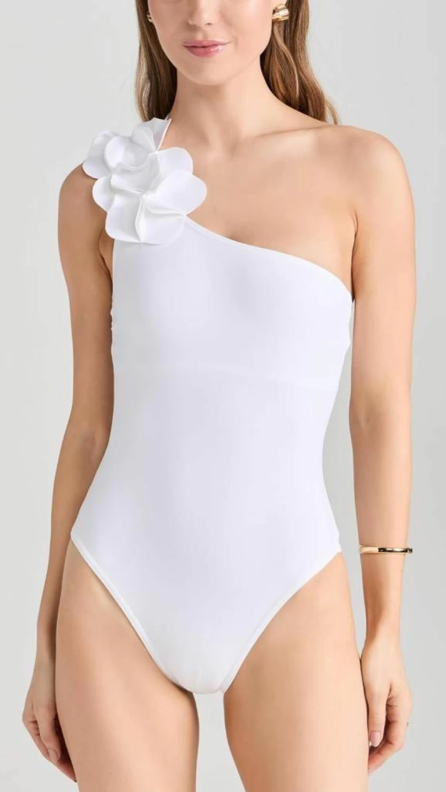 Karla Colletto Women's One Shoulder Tess Swimsuit with Shelf Bra - Elegant One Piece Bathing Suit