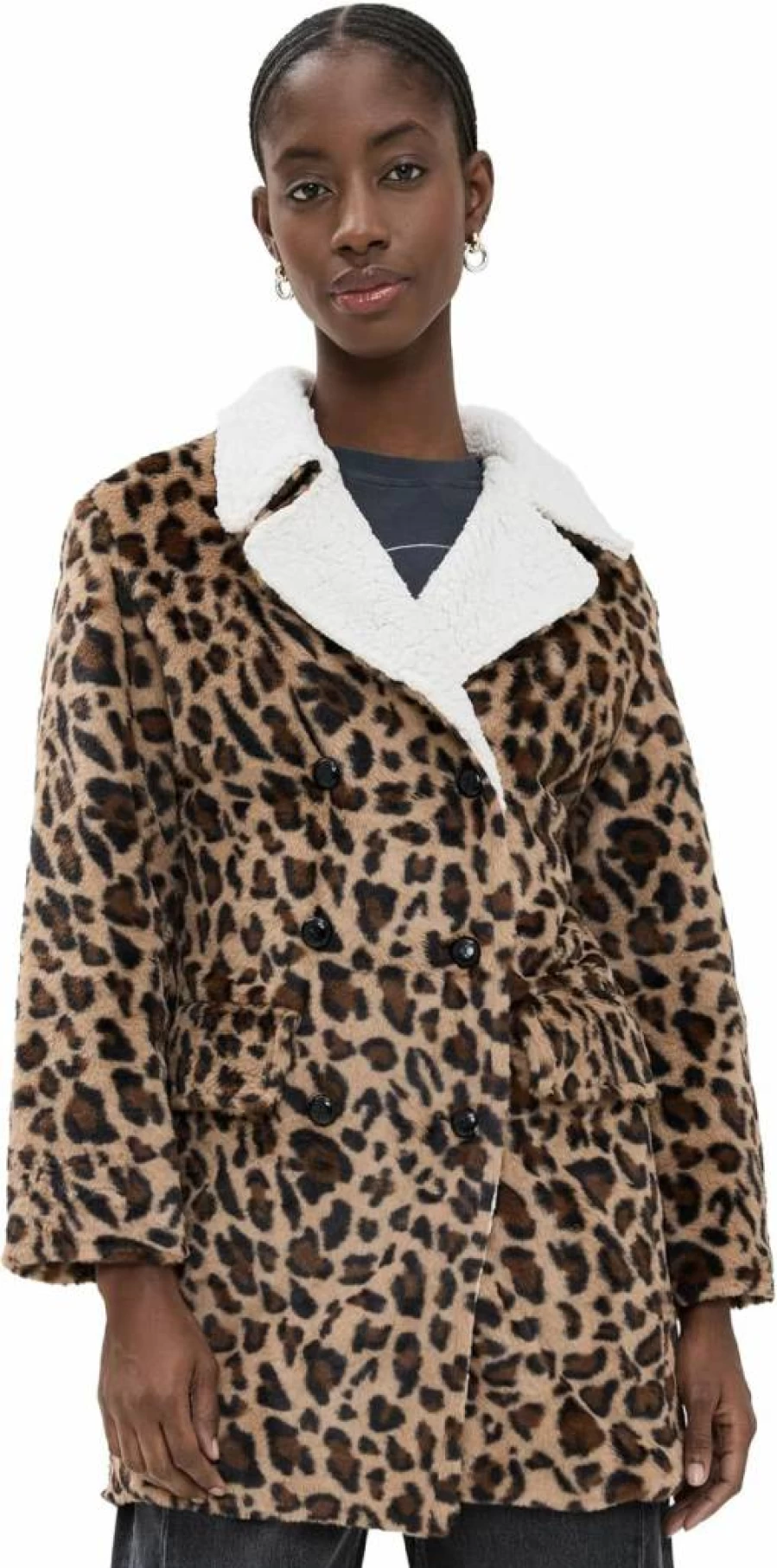 LNA Women's Rana Faux Leopard Print Jacket - Stylish Animal Pattern Coat