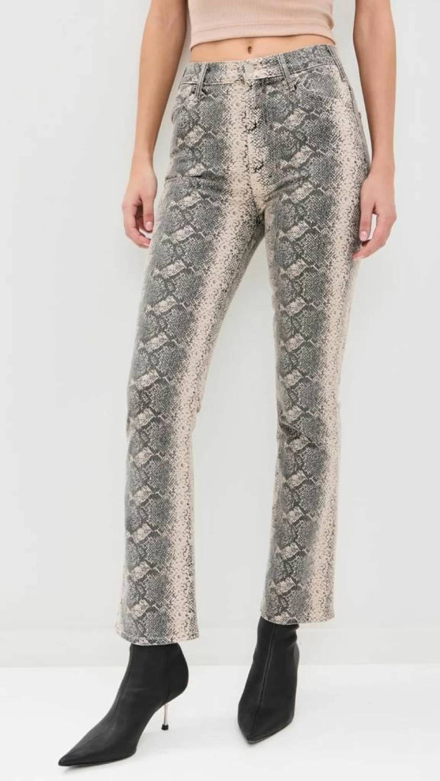 MOTHER Women's The Hustler Roller Heel High-Waisted Distressed Jeans