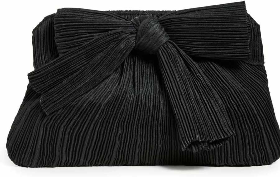Loeffler Randall Rayne Pleated Clutch with Bow - Women's Elegant Frame Handbag for Special Occasions