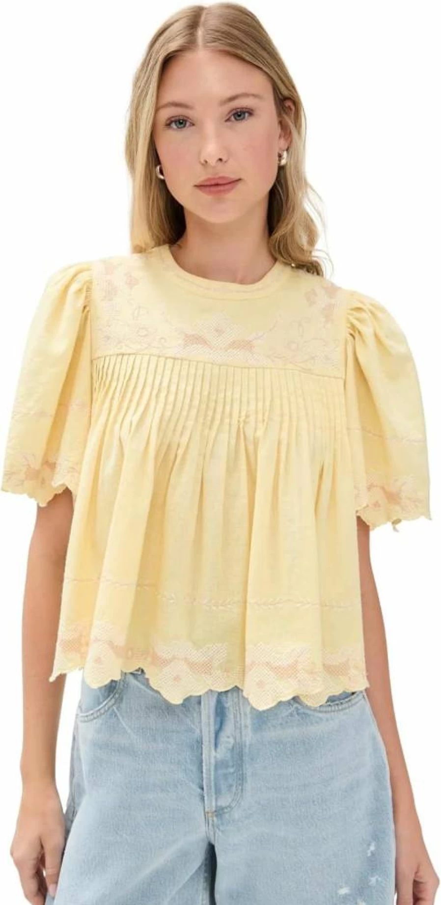 Sea Women's Vesna Embroidered Blouse - Floral Stitch Detail Boho Chic Top