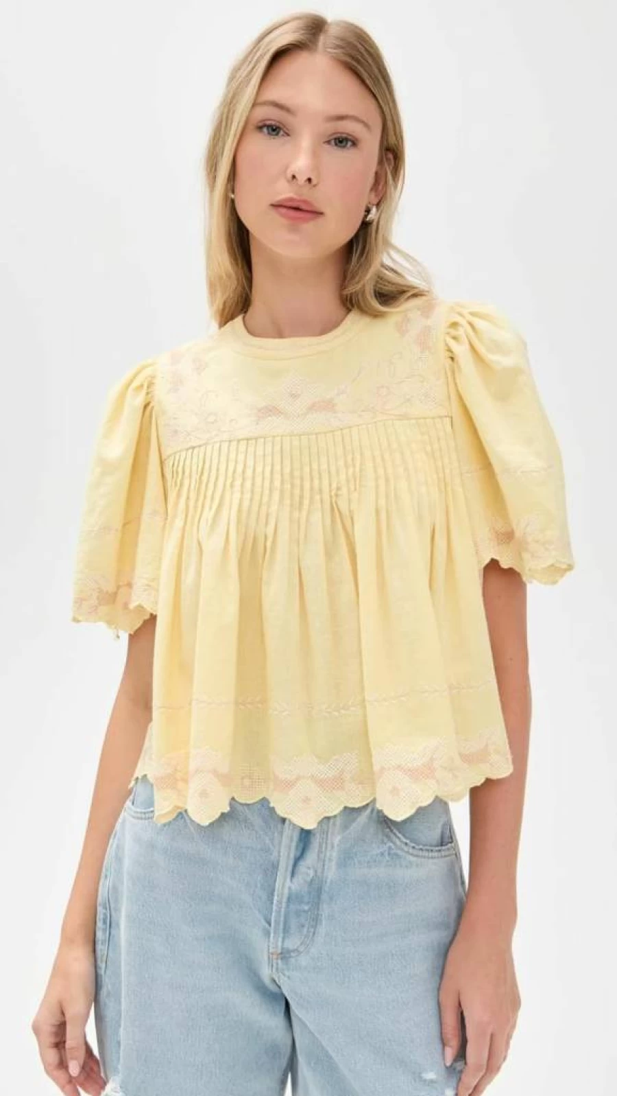 Sea Women's Vesna Embroidered Blouse - Floral Stitch Detail Boho Chic Top